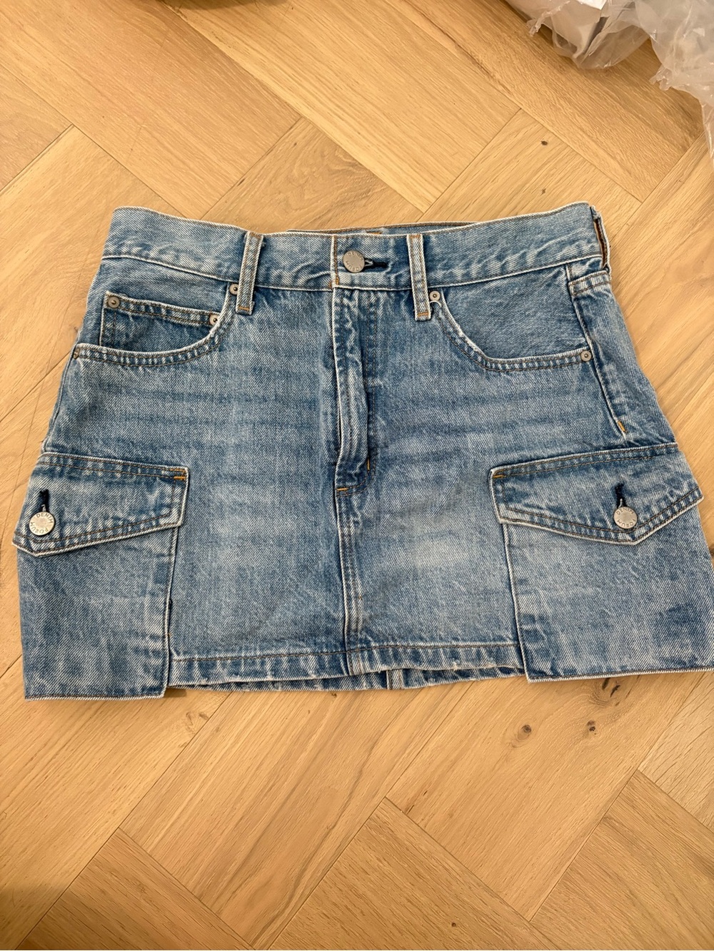 Denim Forum Light Blue Cargo Mini Skirt